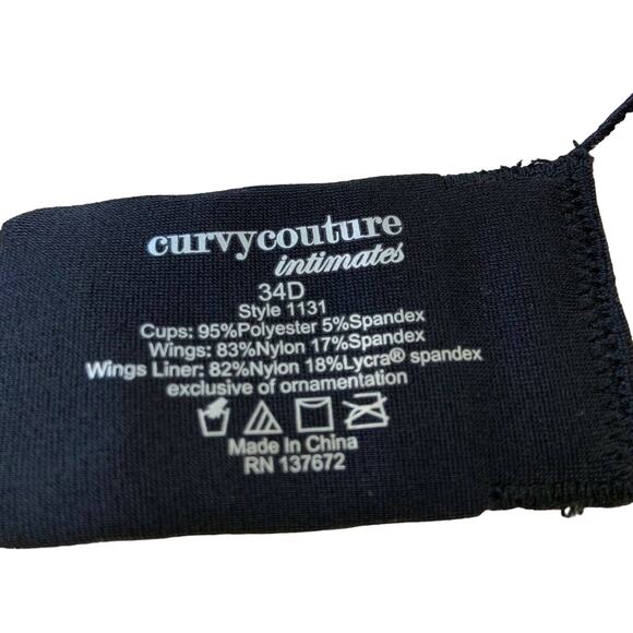 Curvy Couture Fantasia Bra 34D Black NWT Everyday Comfort Smooth Fit - Picture 5 of 7